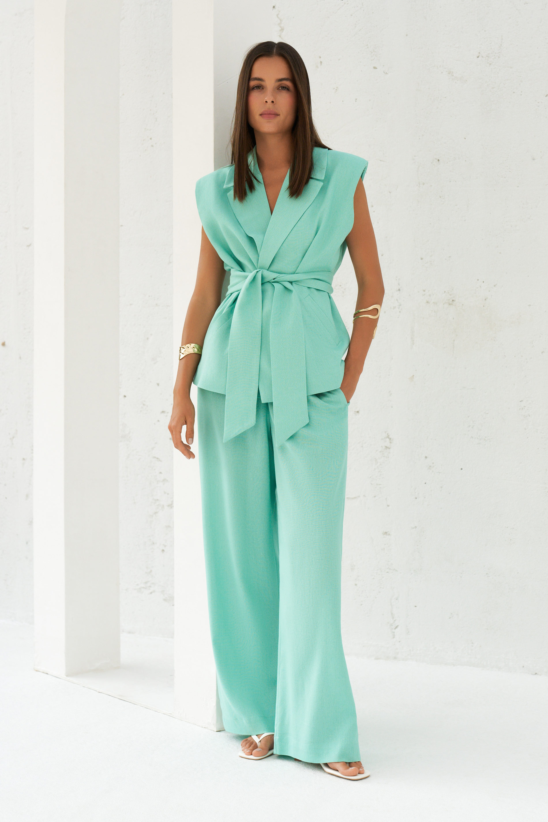 Жилет oversize изо льна BL63926